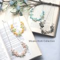 小花と葉の囁きNEW　ネックレス　〜ピンク・イエロー・ターコイズ・モノトーン