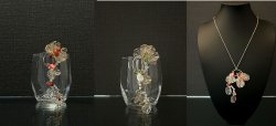 画像1: 金魚のイヤーカフ（またはペンダント）レッド/グリーン