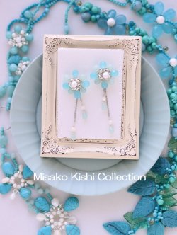 画像2: アマゾナイトのフラワーピアス（イヤリング）
