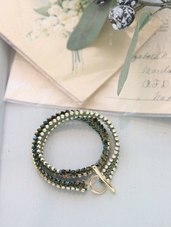 画像2: ダイヤレーンとえび編みコードのブレス/リング〜オリーブグリーン(オンライン講習会対象商品)