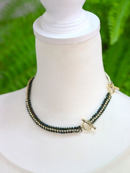 画像4: ダイヤレーンとえび編みコードのブレス/リング〜オリーブグリーン(オンライン講習会対象商品) (4)